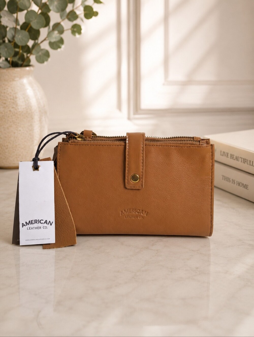 American Leather Co Taylor Wallet Organizer Saddle Leather NWT